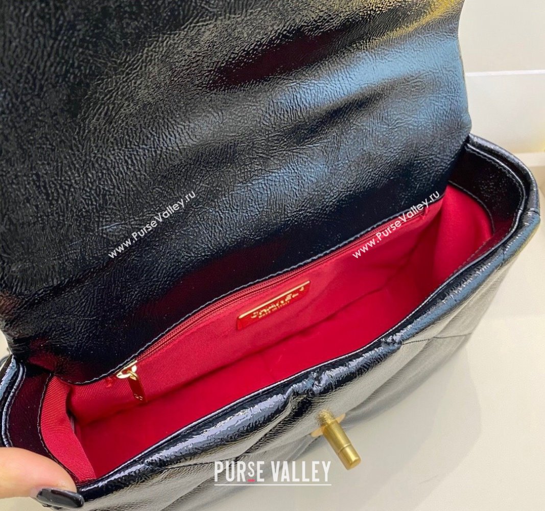 Chanel 19 Shiny Crinkle Calfskin Small Flap Bag AS1160 Blue 2024 (sm-240311050)