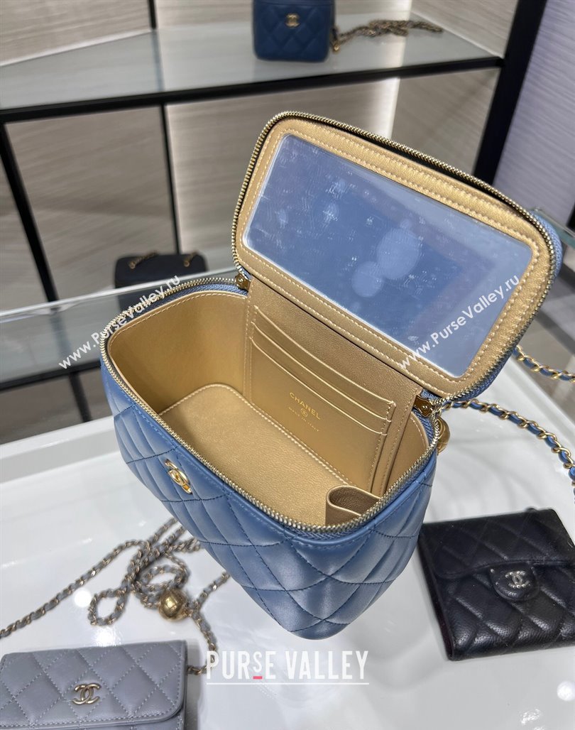 Chanel Lambskin Clutch with Chain and Gold-Tone Ball AP2303 Blue 2024 (yezi-240311004)