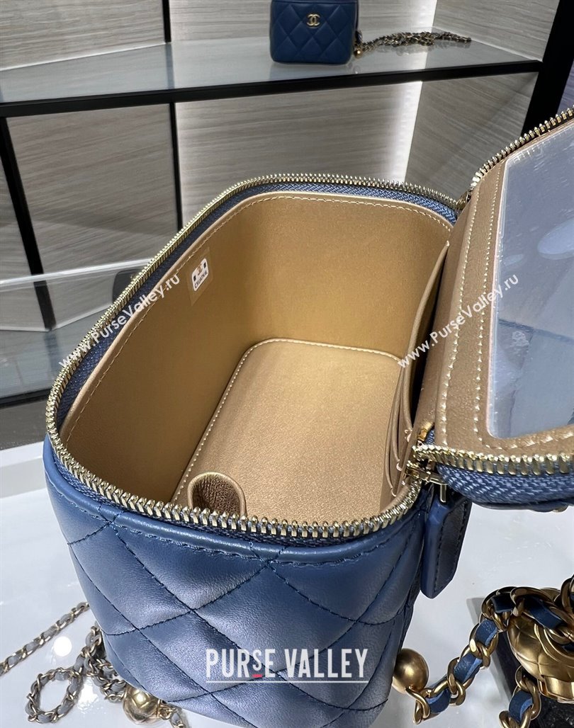 Chanel Lambskin Clutch with Chain and Gold-Tone Ball AP2303 Blue 2024 (yezi-240311004)