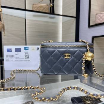 Chanel Lambskin Clutch with Chain and Gold-Tone Ball AP2303 Dark Grey 2024 (yezi-240311005)