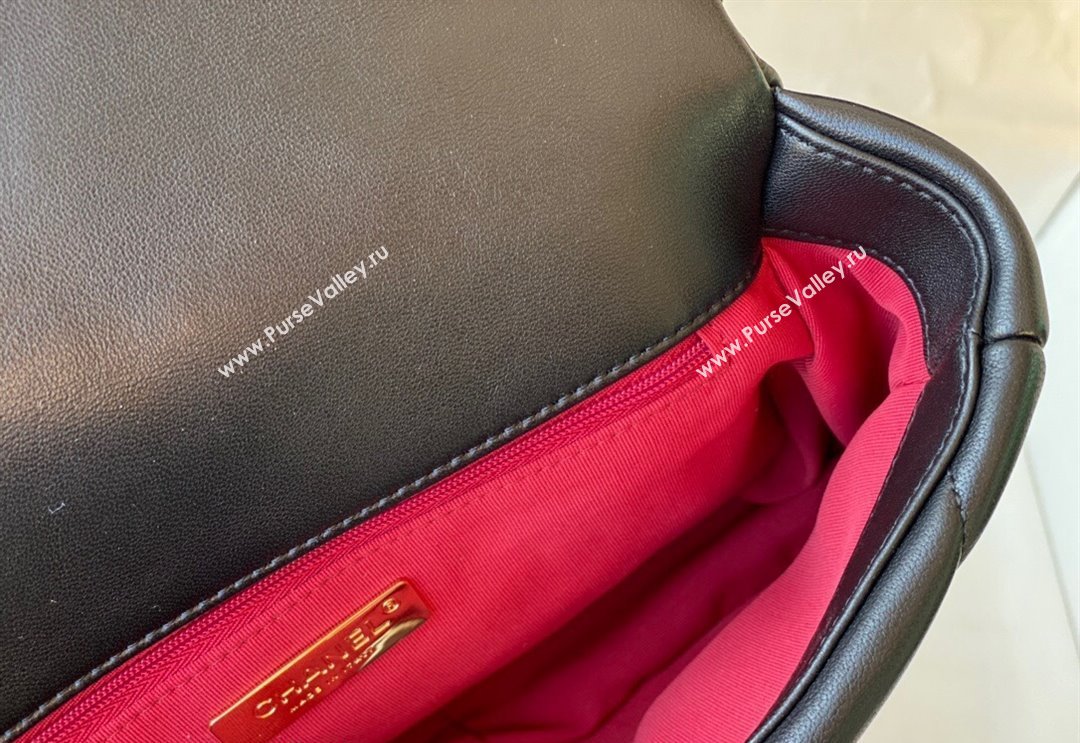 Chanel 19 Shiny Lambskin Small Flap Bag AS1160 Black/Silver 2024 (sm-240311054)