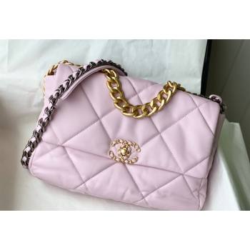 Chanel 19 Shiny Lambskin Large Flap Bag AS1161 Light Pink 2024 (sm-240311056)