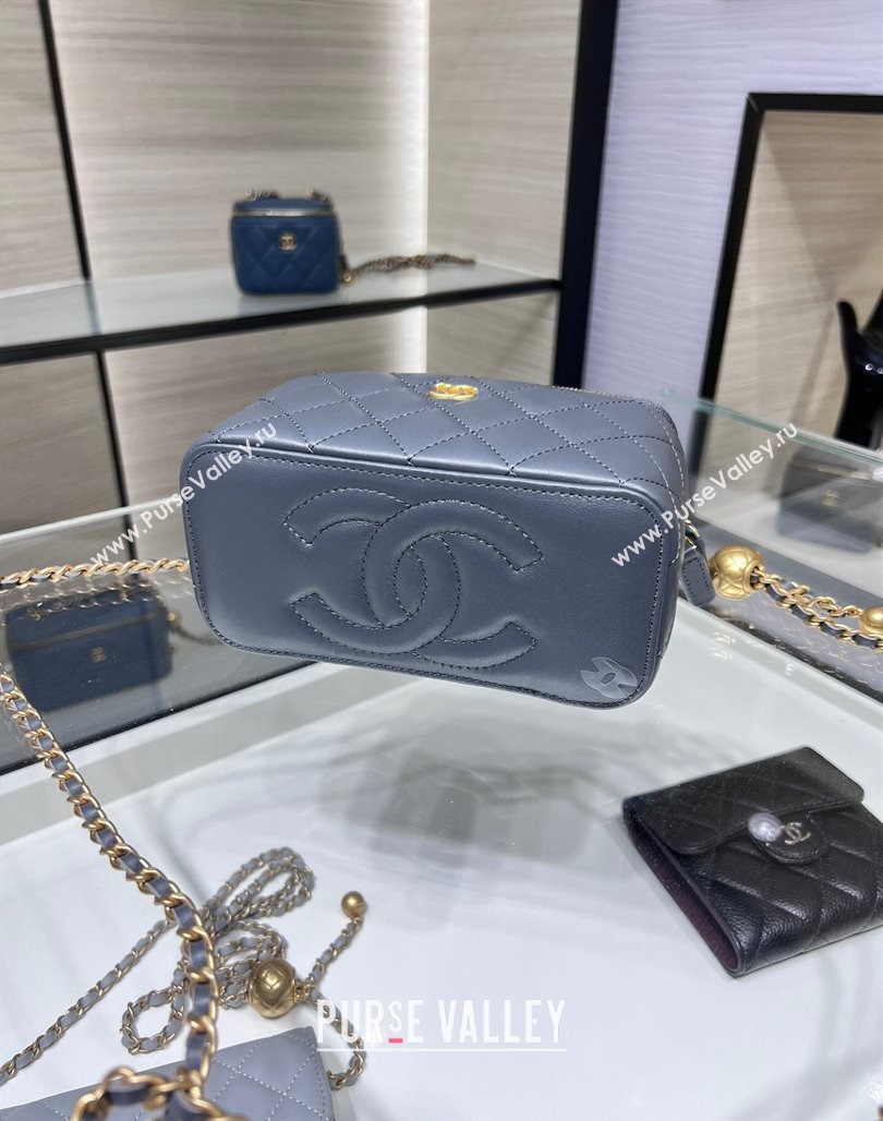 Chanel Lambskin Clutch with Chain and Gold-Tone Ball AP2303 Dark Grey 2024 (yezi-240311005)