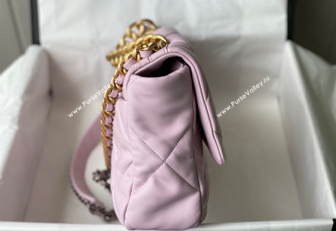 Chanel 19 Shiny Lambskin Large Flap Bag AS1161 Light Pink 2024 (sm-240311056)