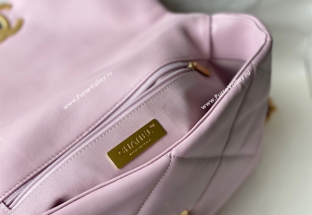 Chanel 19 Shiny Lambskin Large Flap Bag AS1161 Light Pink 2024 (sm-240311056)