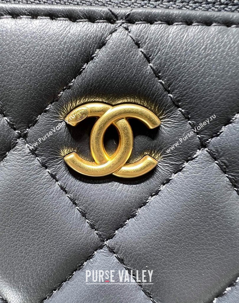 Chanel Lambskin Clutch with Chain and Gold-Tone Ball AP2303 Dark Grey 2024 (yezi-240311005)