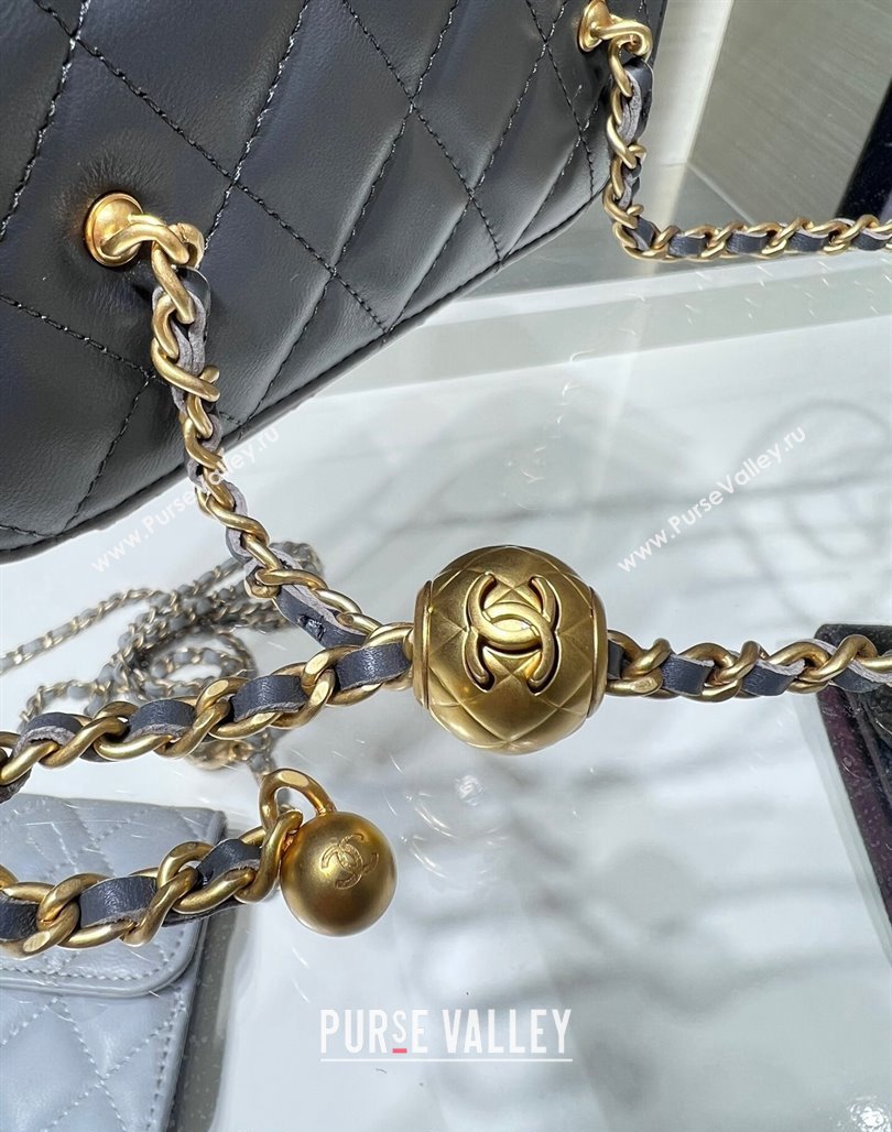 Chanel Lambskin Clutch with Chain and Gold-Tone Ball AP2303 Dark Grey 2024 (yezi-240311005)