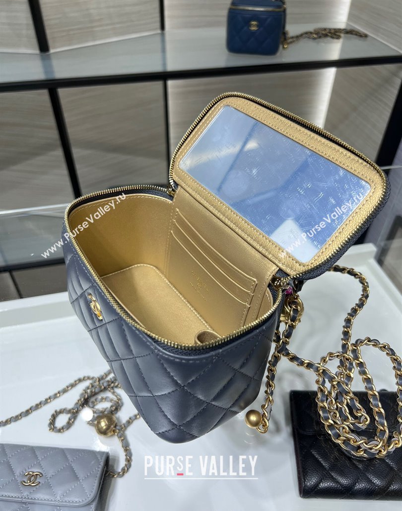 Chanel Lambskin Clutch with Chain and Gold-Tone Ball AP2303 Dark Grey 2024 (yezi-240311005)