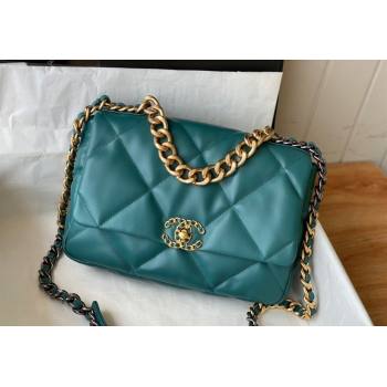 Chanel 19 Shiny Lambskin Large Flap Bag AS1161 Green/Gold 2024 (sm-240311060)