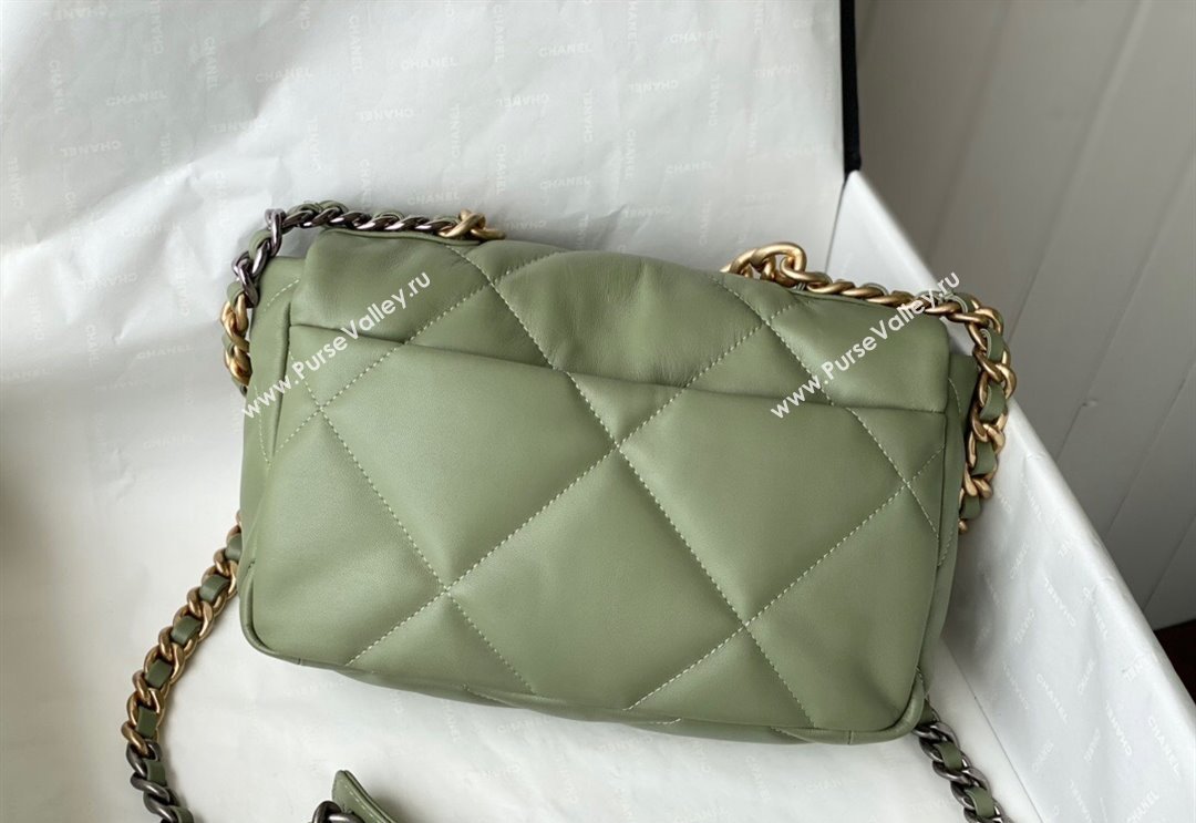 Chanel 19 Shiny Lambskin Small Flap Bag AS1160 Light Green 2024 (sm-240311061)