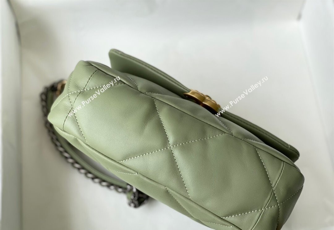 Chanel 19 Shiny Lambskin Small Flap Bag AS1160 Light Green 2024 (sm-240311061)