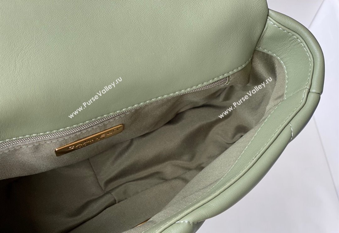 Chanel 19 Shiny Lambskin Small Flap Bag AS1160 Light Green 2024 (sm-240311061)