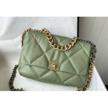 Chanel 19 Shiny Lambskin Large Flap Bag AS1161 Light Green 2024 (sm-240311062)