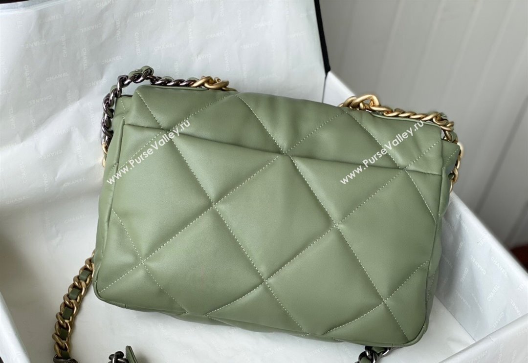 Chanel 19 Shiny Lambskin Large Flap Bag AS1161 Light Green 2024 (sm-240311062)