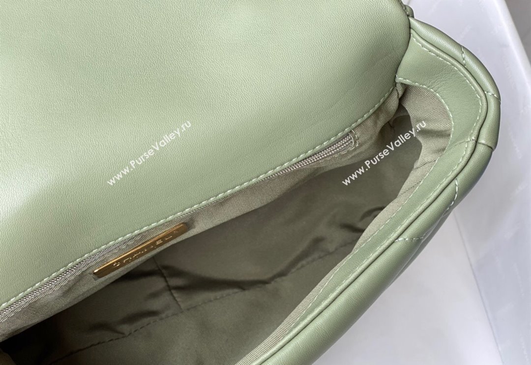 Chanel 19 Shiny Lambskin Large Flap Bag AS1161 Light Green 2024 (sm-240311062)