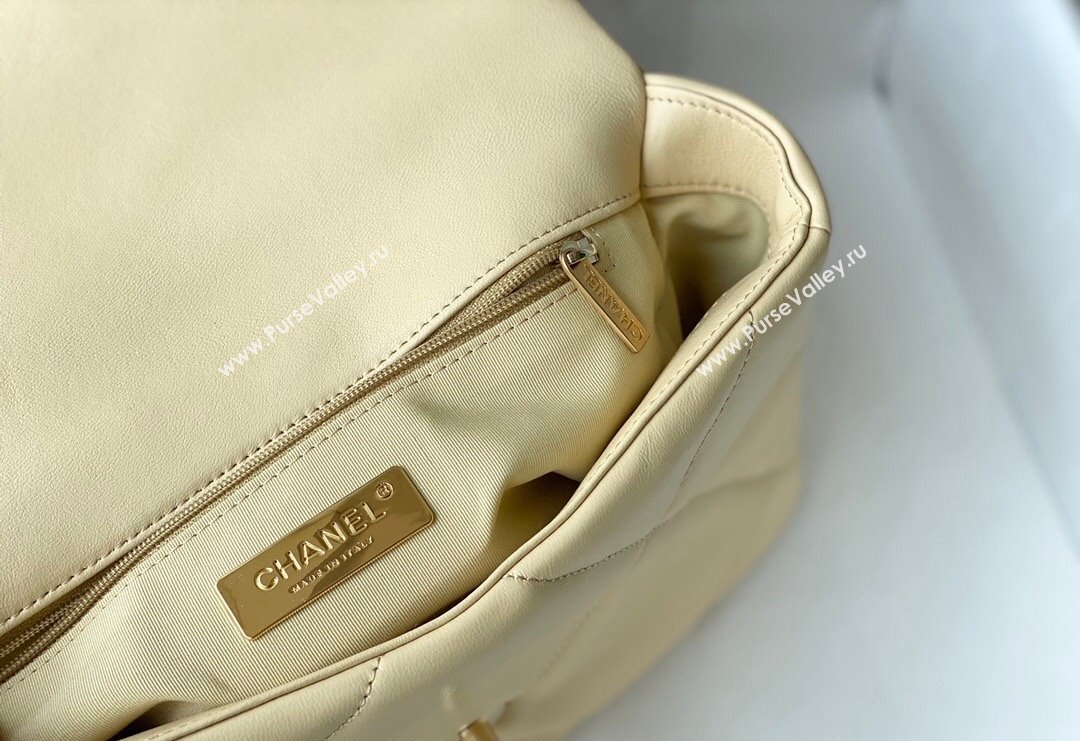 Chanel 19 Shiny Lambskin Small Flap Bag AS1160 Light Yellow 2024 (sm-240311063)