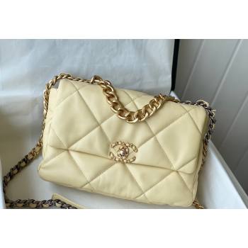 Chanel 19 Shiny Lambskin Large Flap Bag AS1161 Light Yellow 2024 (sm-240311064)