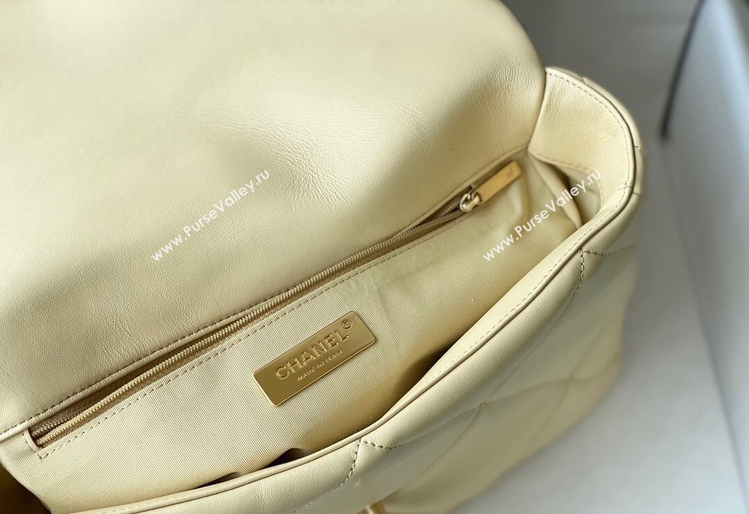 Chanel 19 Shiny Lambskin Large Flap Bag AS1161 Light Yellow 2024 (sm-240311064)