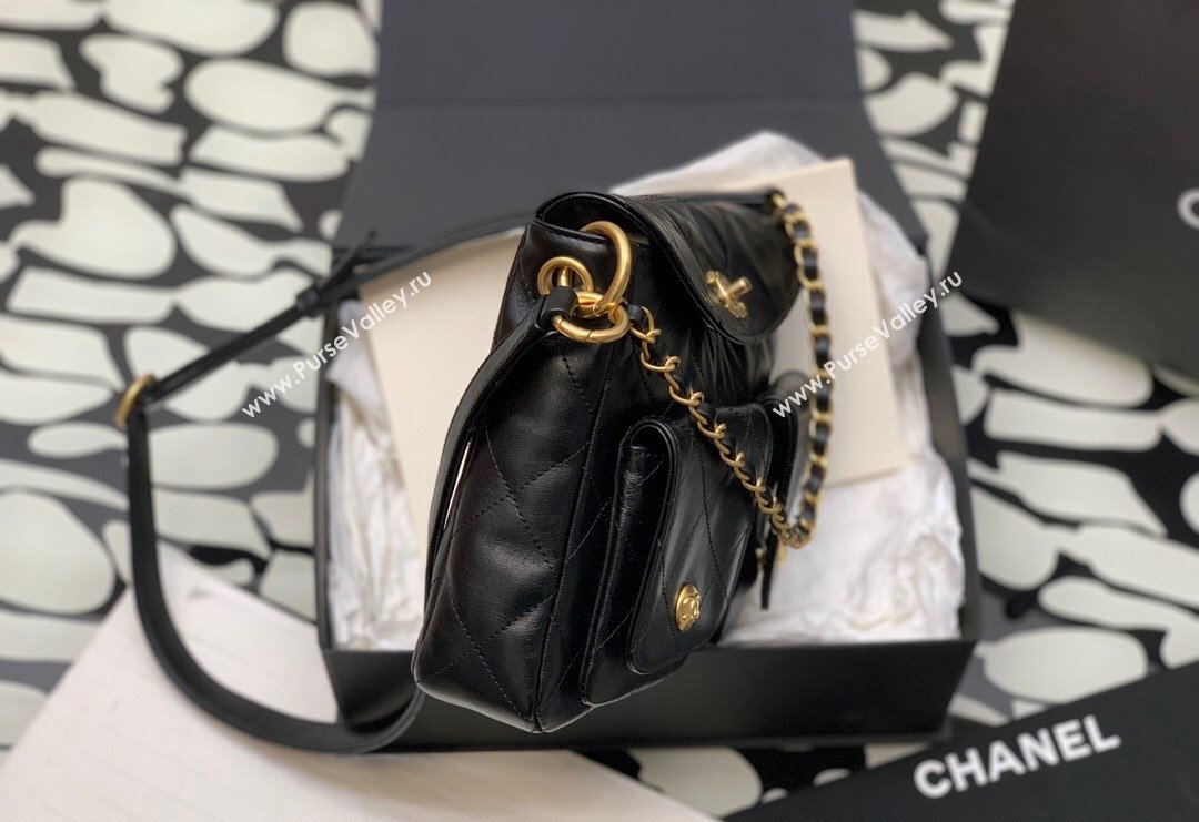 Chanel Quilted Lambskin Large Hobo Bag Black 2024 99335 (yezi-240311001)