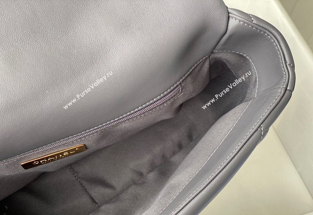 Chanel 19 Shiny Lambskin Large Flap Bag AS1161 Dark Grey 2024 (sm-240311066)