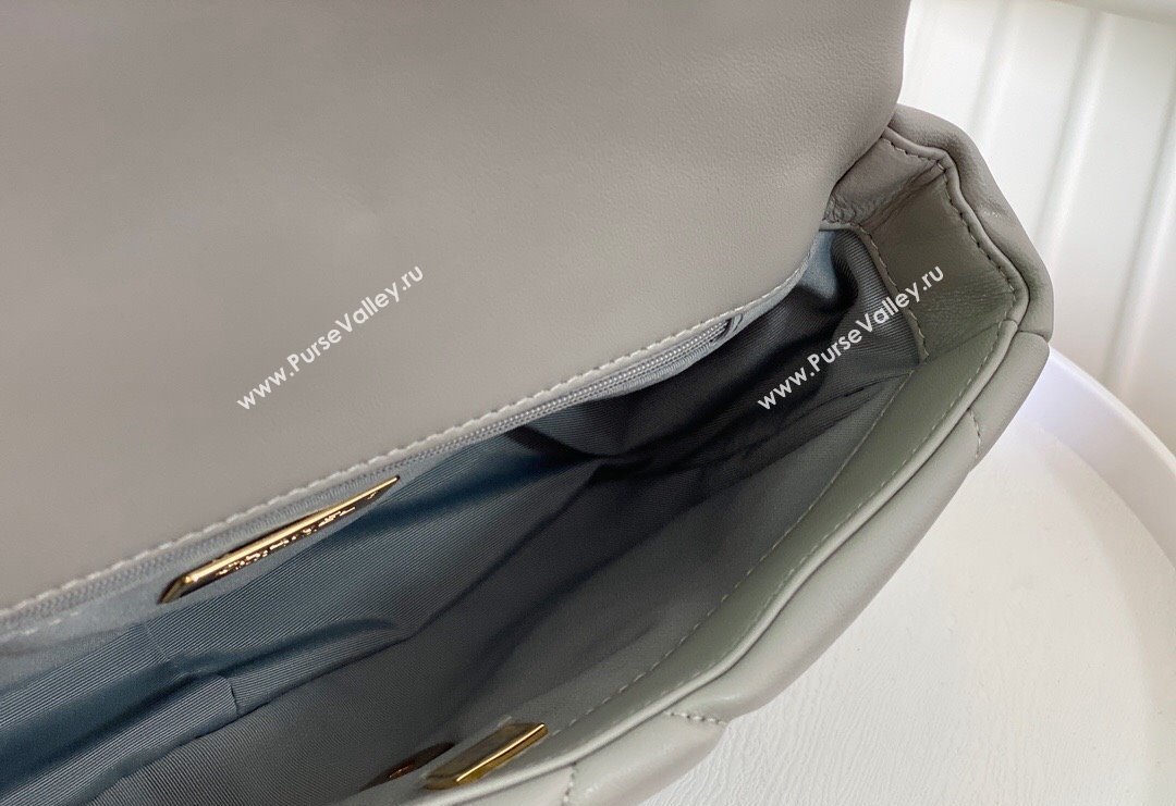 Chanel 19 Shiny Lambskin Small Flap Bag AS1160 Light Grey 2024 (sm-240311069)