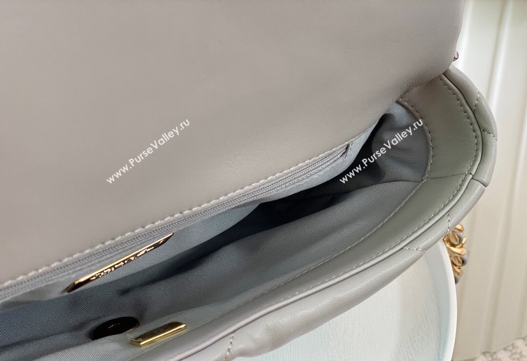 Chanel 19 Shiny Lambskin Large Flap Bag AS1161 Light Grey 2024 (sm-240311070)