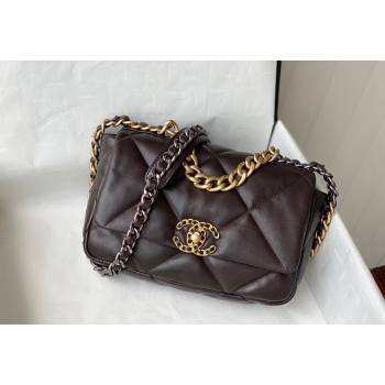 Chanel 19 Shiny Lambskin Small Flap Bag AS1160 Brown 2024 (sm-240311071)