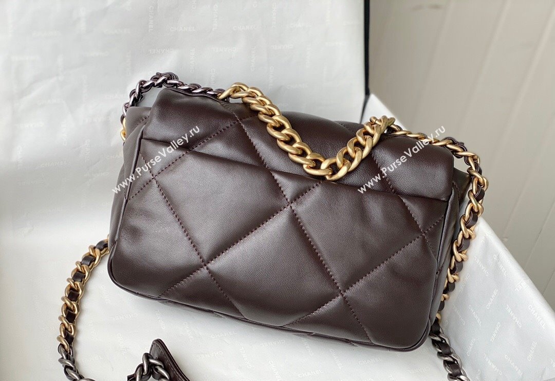 Chanel 19 Shiny Lambskin Small Flap Bag AS1160 Brown 2024 (sm-240311071)