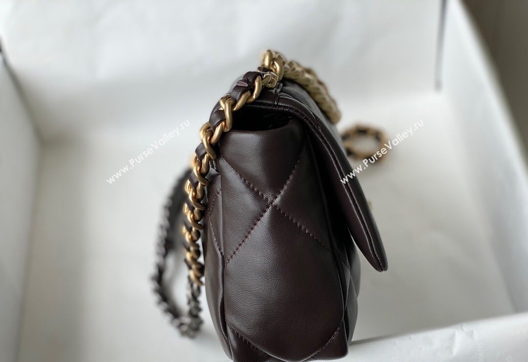 Chanel 19 Shiny Lambskin Small Flap Bag AS1160 Brown 2024 (sm-240311071)