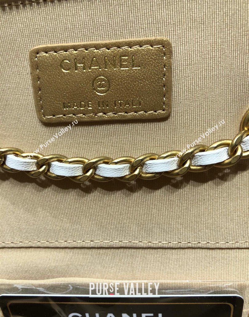Chanel Lambskin Clutch with Chain and Gold-Tone Ball AP2303 White 2024 (yezi-240311006)