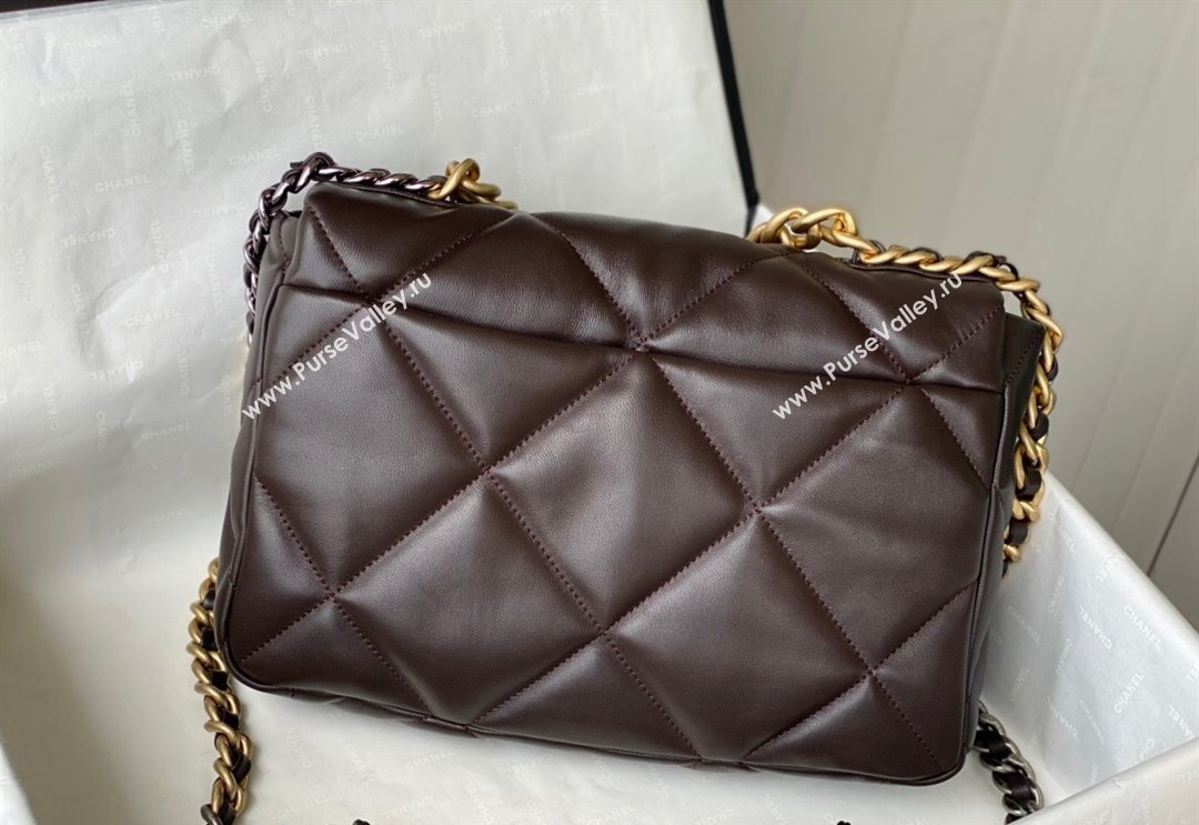 Chanel 19 Shiny Lambskin Large Flap Bag AS1161 Brown 2024 (sm-240311072)