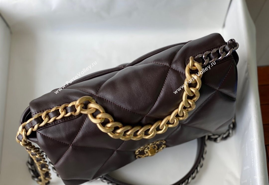 Chanel 19 Shiny Lambskin Large Flap Bag AS1161 Brown 2024 (sm-240311072)