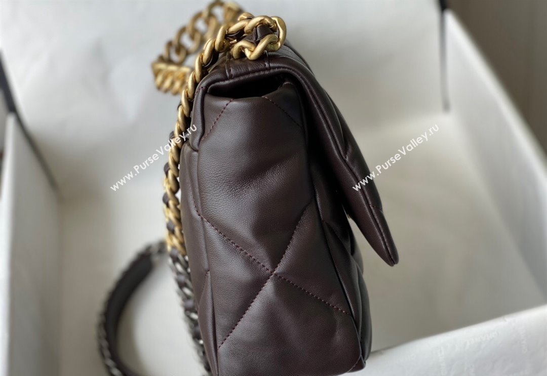 Chanel 19 Shiny Lambskin Large Flap Bag AS1161 Brown 2024 (sm-240311072)
