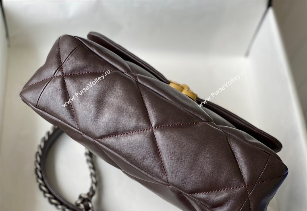 Chanel 19 Shiny Lambskin Large Flap Bag AS1161 Brown 2024 (sm-240311072)