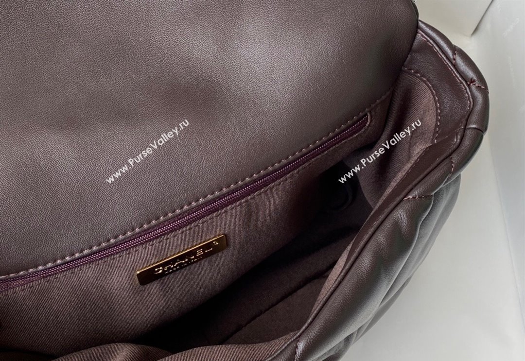Chanel 19 Shiny Lambskin Large Flap Bag AS1161 Brown 2024 (sm-240311072)