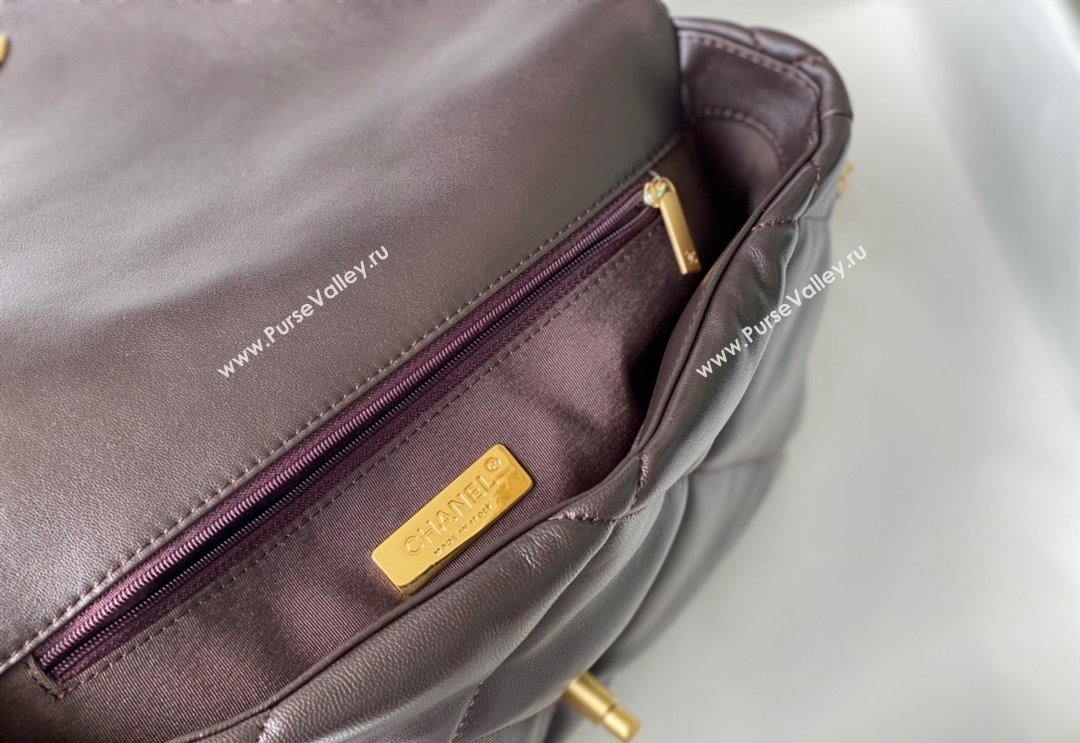 Chanel 19 Shiny Lambskin Large Flap Bag AS1161 Brown 2024 (sm-240311072)