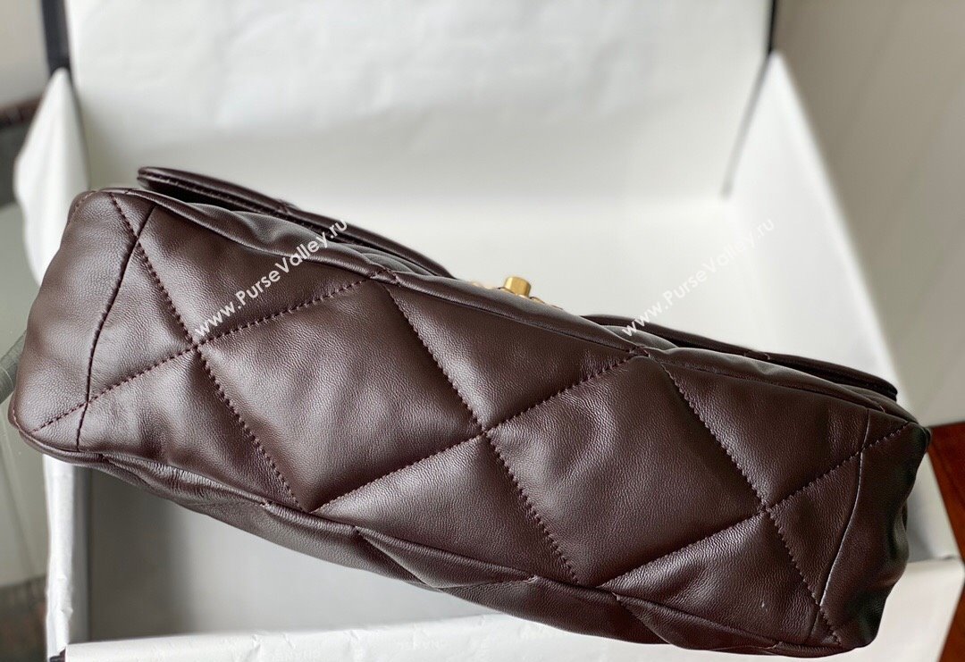 Chanel 19 Shiny Lambskin Maxi Flap Bag AS1162 Brown 2024 (sm-240311073)