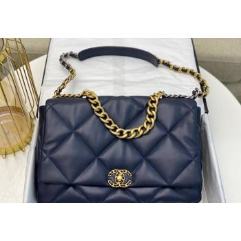 Chanel 19 Shiny Lambskin Maxi Flap Bag AS1162 Dark Blue 2024 (sm-240311076)