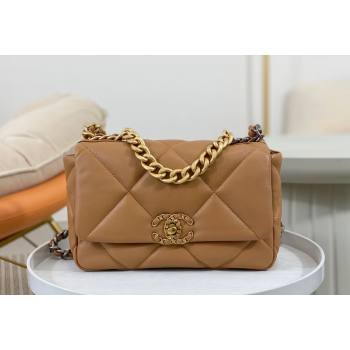 Chanel 19 Shiny Lambskin Small Flap Bag AS1160 Caramel Brown 2024 (sm-240311077)
