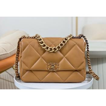 Chanel 19 Shiny Lambskin Large Flap Bag AS1161 Caramel Brown 2024 (sm-240311078)