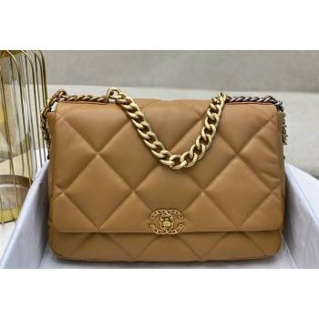 Chanel 19 Shiny Lambskin Maxi Flap Bag AS1162 Caramel Brown 2024 (sm-240311079)