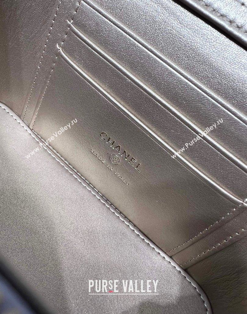 Chanel Lambskin Clutch with Chain and Gold-Tone Ball AP2303 Light Grey 2024 (yezi-240311007)