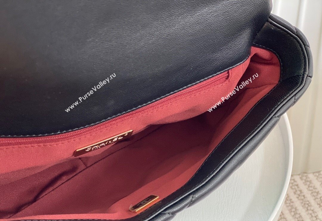 Chanel 19 Shiny Lambskin Large Flap Bag AS1161 Black/Gold 2024 (sm-240311084)