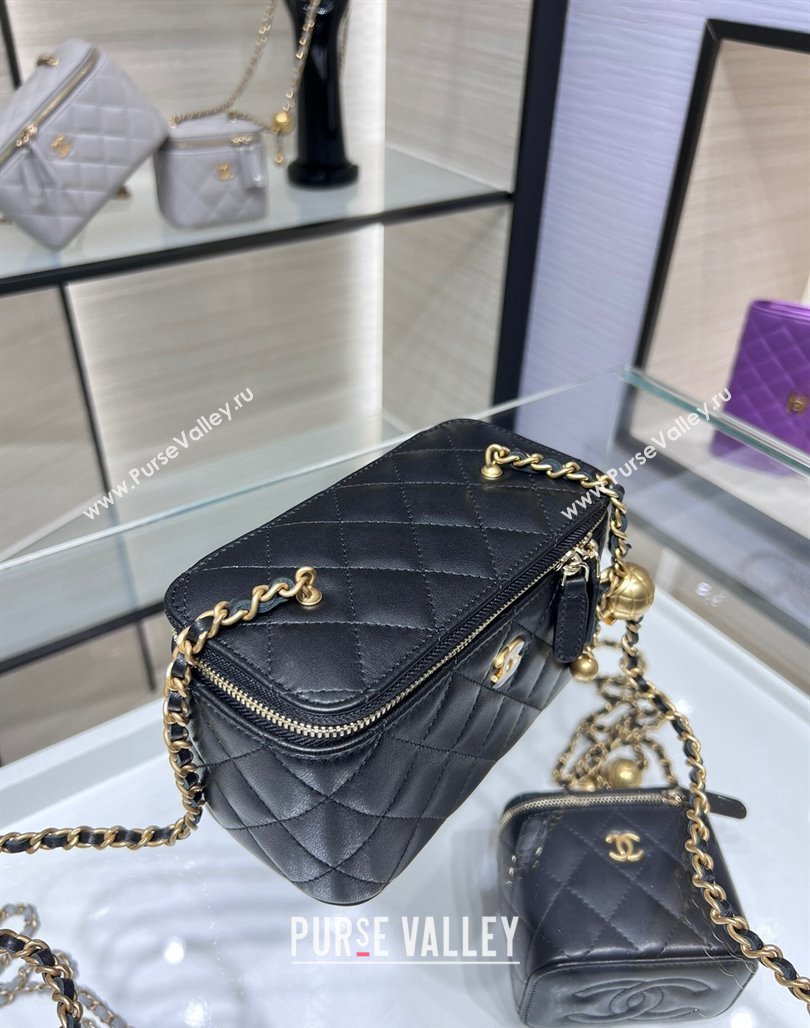 Chanel Lambskin Clutch with Chain and Gold-Tone Ball AP2303 Black 2024 (yezi-240311008)
