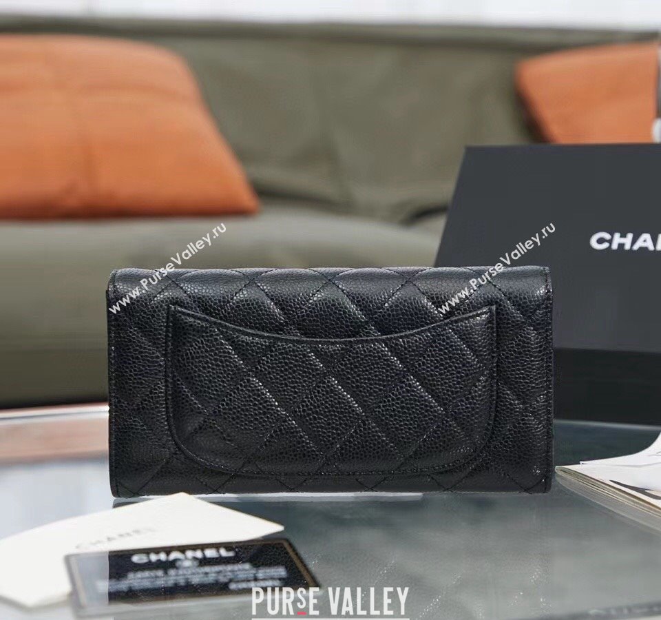 Chanel Quilted Grained Calfskin Flap Wallet AP0241 Black/Gold 2024 (SSZ-240311031)