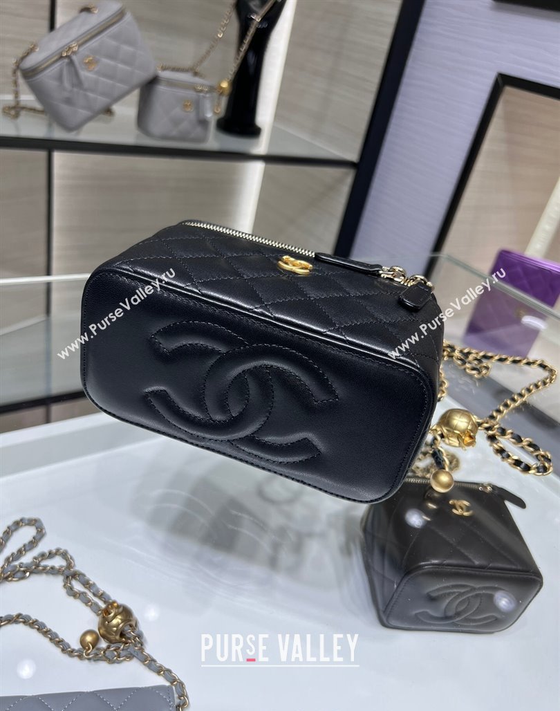 Chanel Lambskin Clutch with Chain and Gold-Tone Ball AP2303 Black 2024 (yezi-240311008)