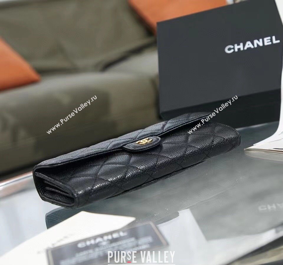 Chanel Quilted Grained Calfskin Flap Wallet AP0241 Black/Gold 2024 (SSZ-240311031)