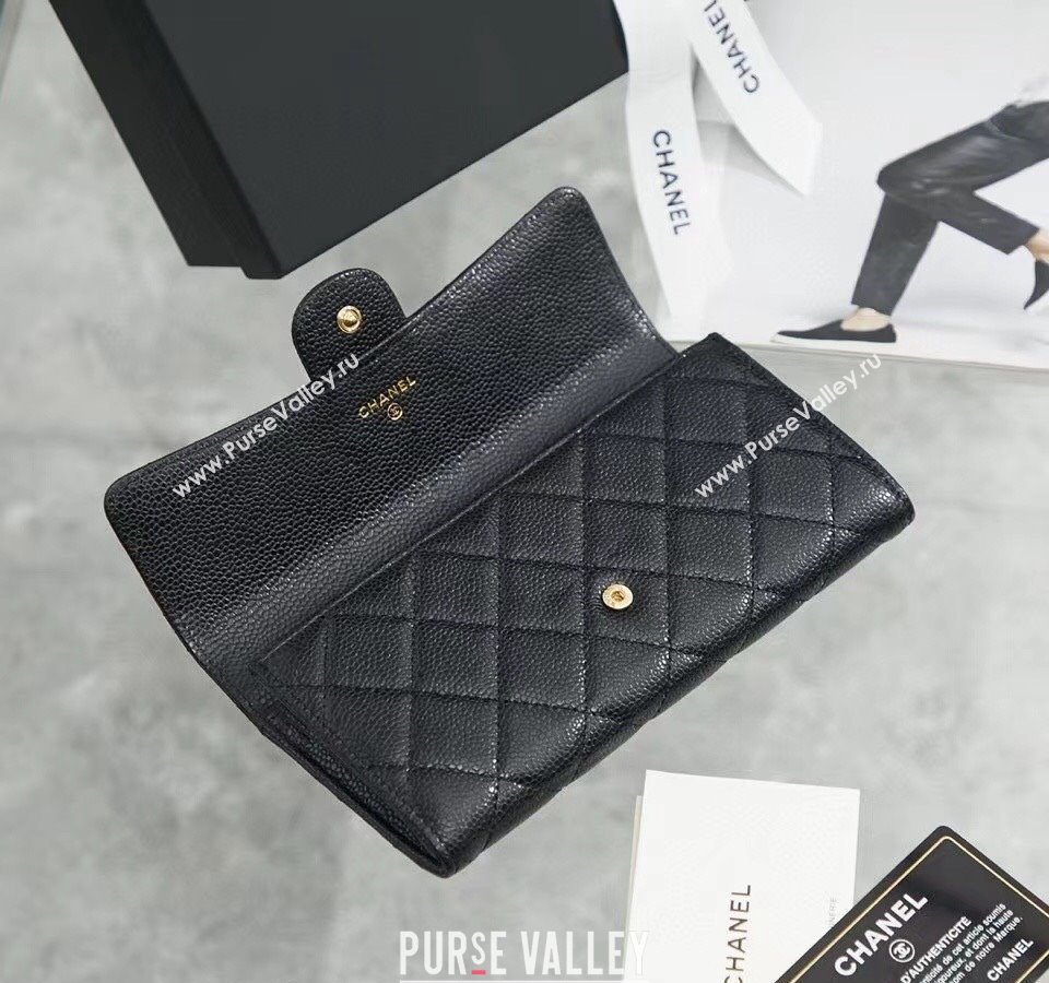 Chanel Quilted Grained Calfskin Flap Wallet AP0241 Black/Gold 2024 (SSZ-240311031)