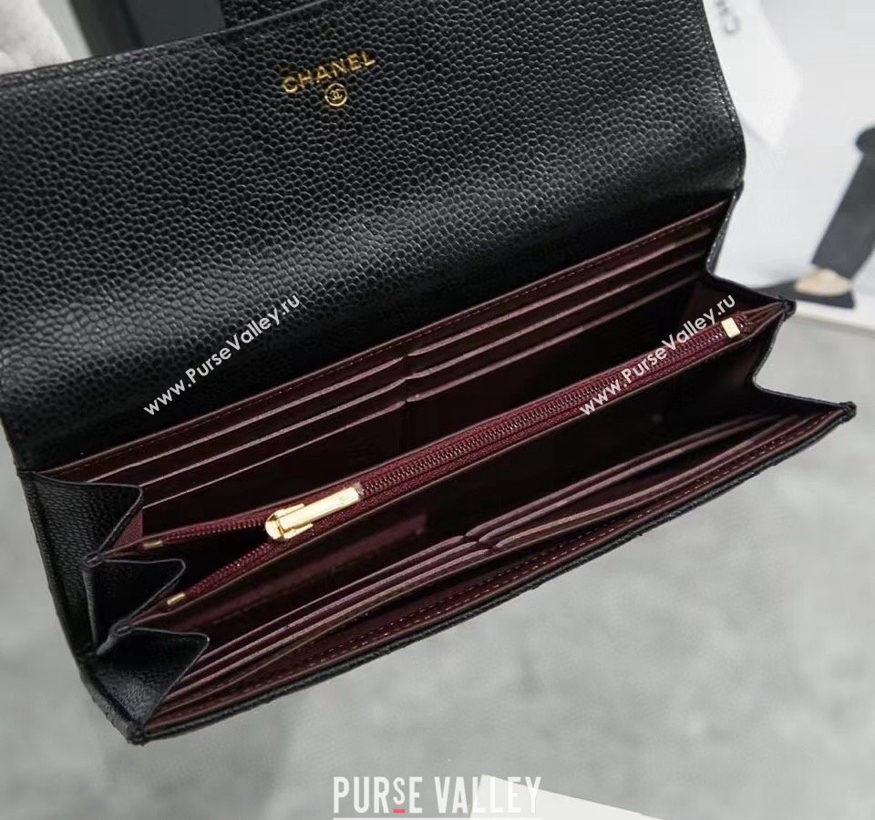 Chanel Quilted Grained Calfskin Flap Wallet AP0241 Black/Gold 2024 (SSZ-240311031)