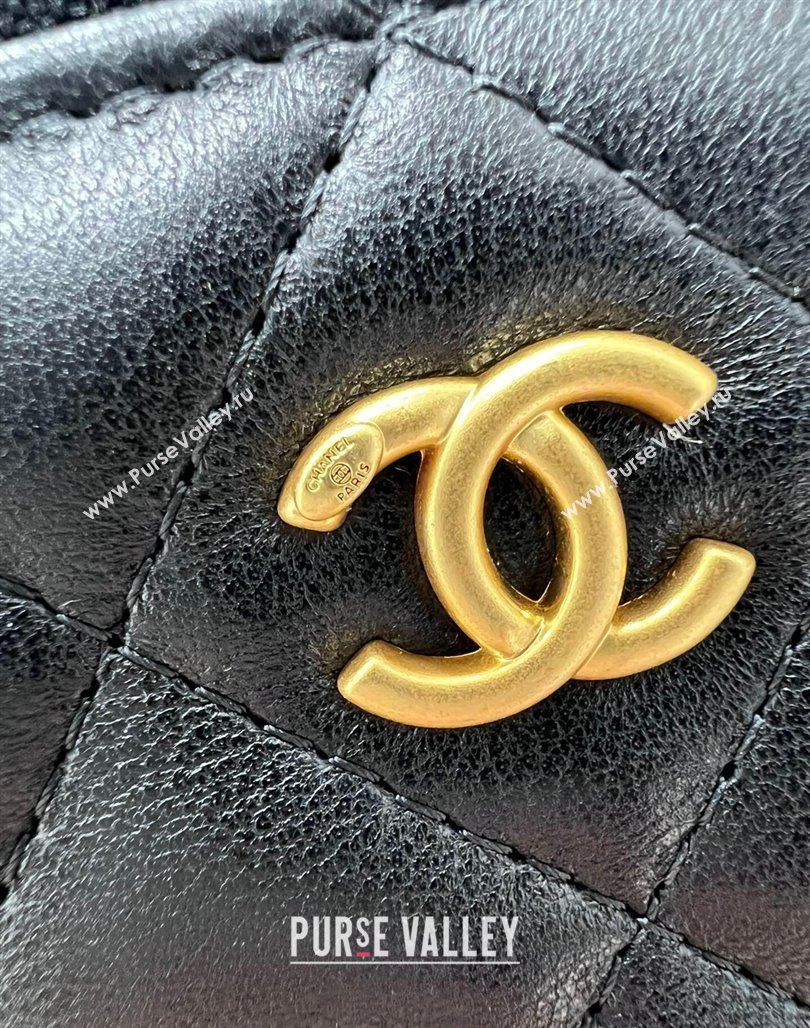 Chanel Lambskin Clutch with Chain and Gold-Tone Ball AP2303 Black 2024 (yezi-240311008)